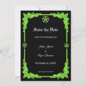 Hekserige groene Glow gothic bruiloft save the dat Aankondiging (Voorkant)