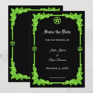 Hekserige groene Glow gothic bruiloft save the dat Aankondiging