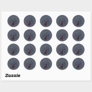 Hekserige Halloween Bezem Ronde Sticker