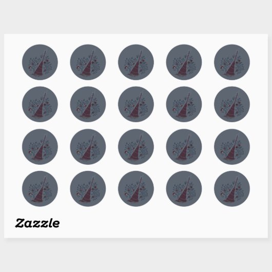 Hekserige Halloween Bezem Ronde Sticker (Vel)