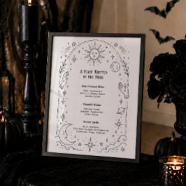 Hekserige Halloween Bruiloftsmenu met Hemelse Them Poster