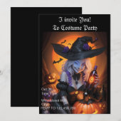 Hekserige Halloween-feestuitnodiging Kaart (Voorkant / Achterkant)