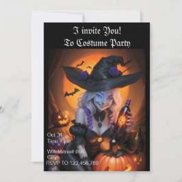 Hekserige Halloween-feestuitnodiging Kaart