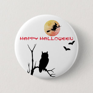 Hekserige Halloween Maan Speld Knoop Ronde Button 5,7 Cm