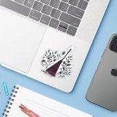 Hekserige Halloween Magische Bezem Sticker (Laptop met iPhone)