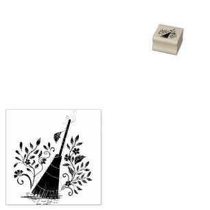 Hekserige Halloween - Magische bloemenbezem Rubberstempel