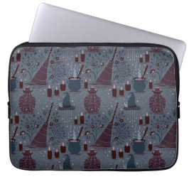 Hekserige Halloween-patroon in het maanlicht Laptop Sleeve