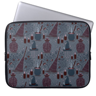 Hekserige Halloween-patroon in het maanlicht Laptop Sleeve