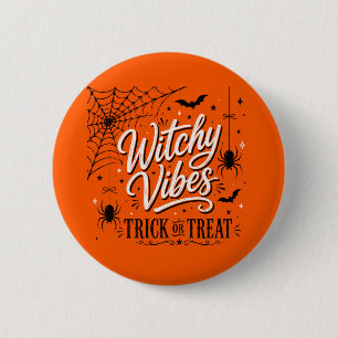 Hekserige Halloween-sfeer – Griezelige spinnenweb- Ronde Button 5,7 Cm