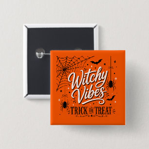 Hekserige Halloween-sfeer – Griezelige spinnenweb- Vierkante Button 5,1 Cm