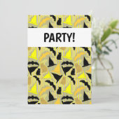 Hekserige Halloween Strepen Uitnodiging (Staand voorkant)