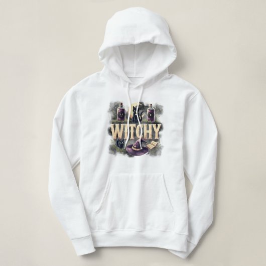 Hekserige kat Halloween dames donkere gotische swe Hoodie (Design voorkant)