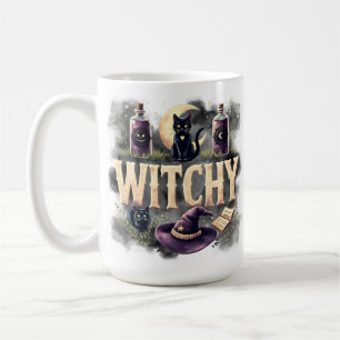 Hekserige kat Halloween Dames Donkere Gotische T-s Koffiemok