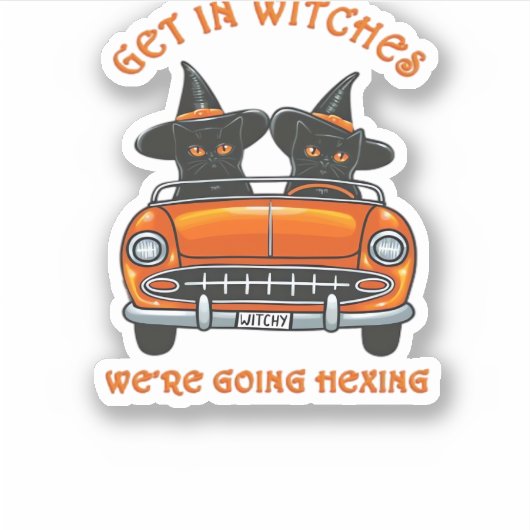 Hekserige Katten Gaan Hexing Oversized T-Shirt Sticker (Voorkant)