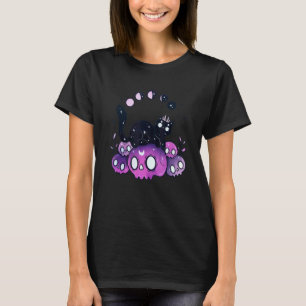 Hekserige Katten Maanfasen Schedels Halloween Kost T-shirt