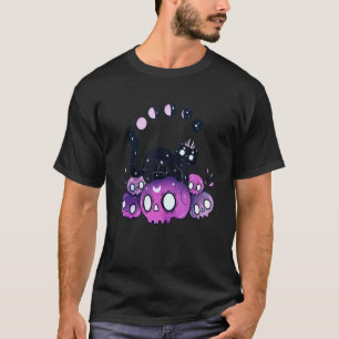 Hekserige Katten Maanfasen Schedels Halloween Kost T-shirt