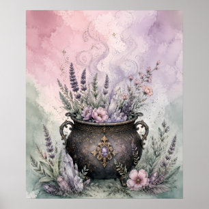 Hekserige Ketel Lavendel Kristal Whimsigoth  Poster