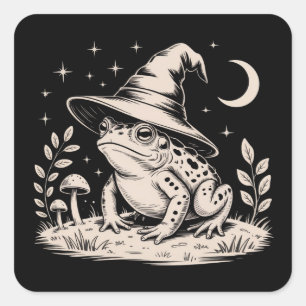 Hekserige Kikker Vintage Halloween Goblincore Vierkante Sticker