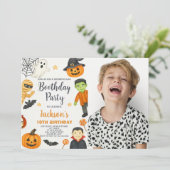 Hekserige kinderfeest uitnodiging voor Halloween v (Staand voorkant)