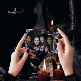 Hekserige lavendel Halloween-foto bedankkaart