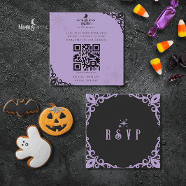 Hekserige lavendel Halloween snelle reactiekaart Vierkante Visitekaartje