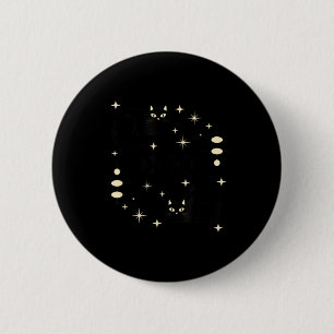 Hekserige Maanfasen Kat Hemelzwart Kat Kunst Voor Ronde Button 5,7 Cm