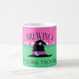 Hekserige Meisjes Roze & Groene Halloween Custom M Koffiemok