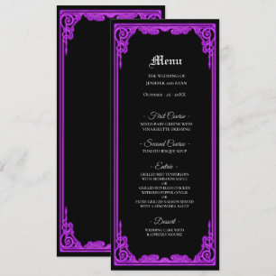 Hekserige paarse Gloed Gothisch Trouwmenu Menu