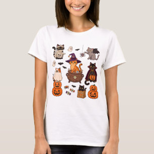 Hekserige Snorren Cute Heks Kat Halloween T-Shirt