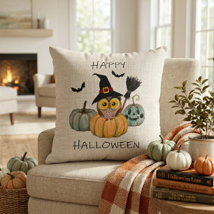 Hekserige Uil Fijne Halloween Kussen