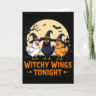 Hekserige Vleugels Vannacht Grappige Kip Halloween Kaart