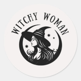 Hekserige vrouw 3" (pak van 6) ronde sticker