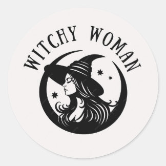 Hekserige vrouw 3" (pak van 6) ronde sticker