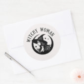 Hekserige vrouw 3" (pak van 6) ronde sticker (Envelop)