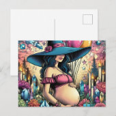Hekserige zwangerschapsvibes briefkaart (Voorkant / Achterkant)
