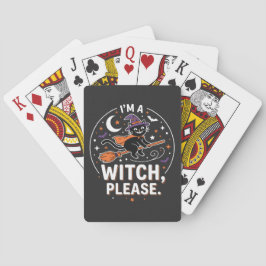 Hekserige Zwarte Kat Halloween. Pokerkaarten