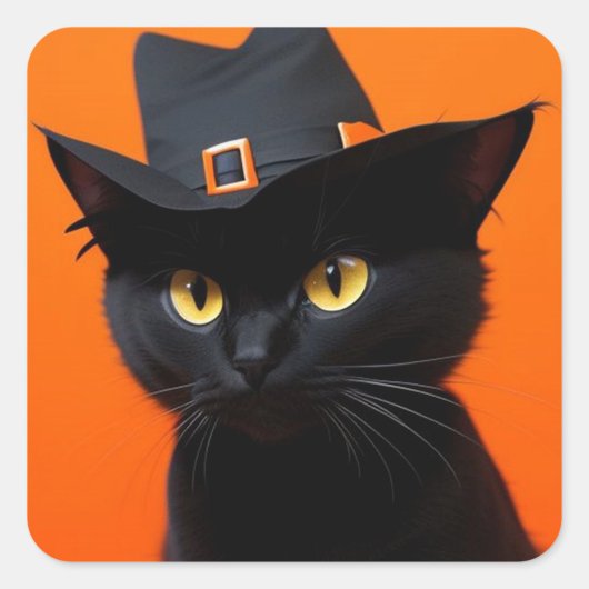 Hekserige Zwarte Kat Halloween Stickers