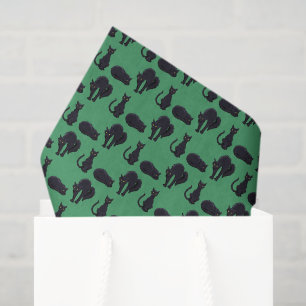Hekserige Zwarte Katten Halloween Pixel Art Patroo Tissuepapier