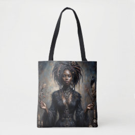 Hekserige Zwarte Vrouw Gotische Kunst Tote Bag