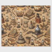 Hekserij Boeken & Kaarsenpatroon (2) Cadeaupapier (Vlak)