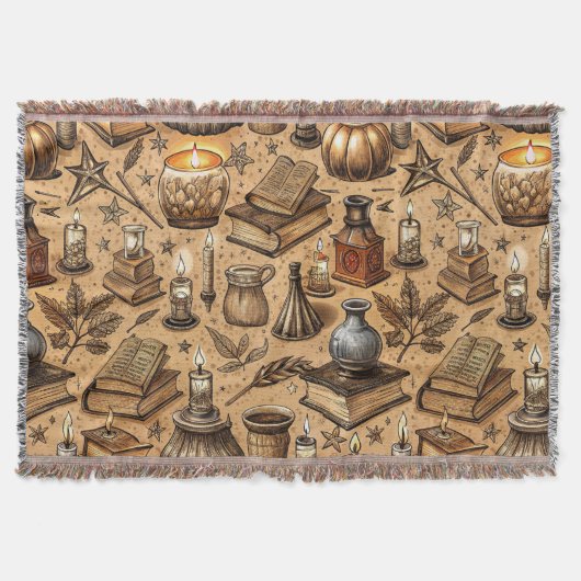  Hekserij Boeken & Kaarsenpatroon (2) Deken (Voorkant)