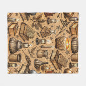 Hekserij Boeken & Kaarsenpatroon (2) Fleece Deken (Voorkant (Horizontaal))