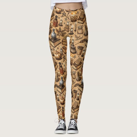  Hekserij Boeken & Kaarsenpatroon (2) Leggings (Voorkant)