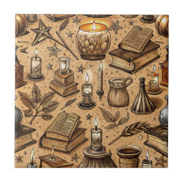  Hekserij Boeken & Kaarsenpatroon (2) Tegeltje