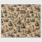  Hekserij Boeken & Kaarsenpatroon Cadeaupapier (Vlak)