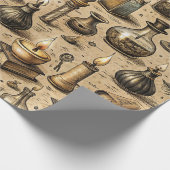  Hekserij Boeken & Kaarsenpatroon Cadeaupapier (Hoek)