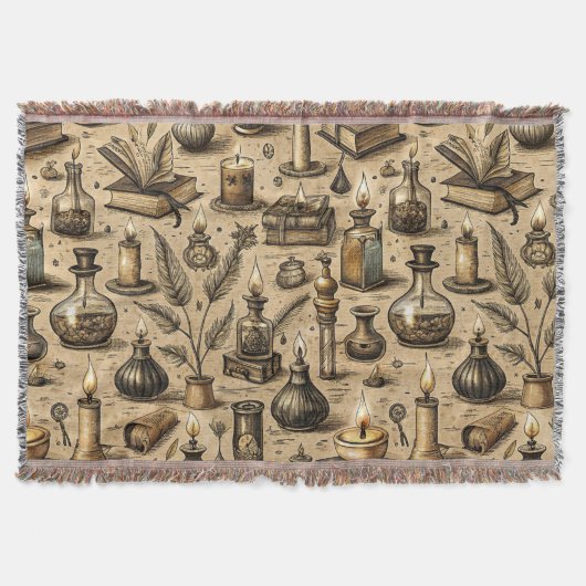  Hekserij Boeken & Kaarsenpatroon Deken (Voorkant)