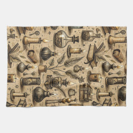  Hekserij Boeken & Kaarsenpatroon Theedoek