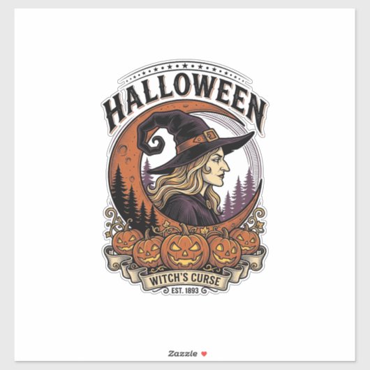 Hekserij Halloween Pompoen Maan Gravure Kunst Sticker (Vel)