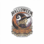 Hekserij Halloween Pompoen Maan Gravure Kunst Sticker (Voorkant)